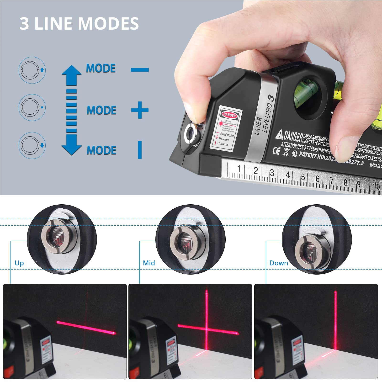 Qooltek Laser Level Line Laser Measure +8ft Tape Ruler Adjusted Standard  and Metric Rulers with Metal Tripod Stand(Black) : Buy Online at Best Price  in KSA - Souq is now Amazon.sa: DIY