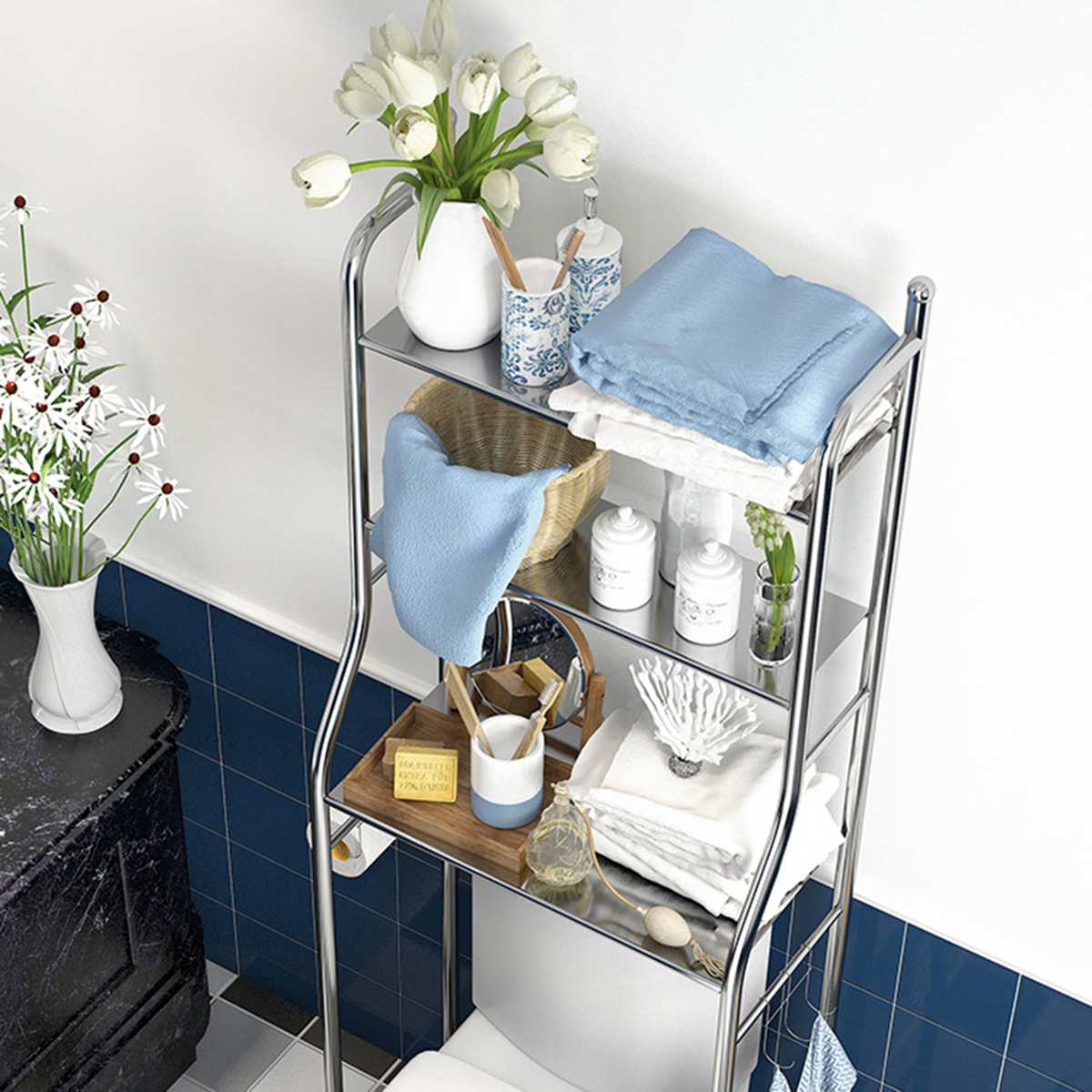 Over The Rack Stainless Steel Toilet Cabinet Shelving Kitchen Washing  Machine Rack Bathroom Space Saver Shelf Organizer Holder - Storage Shelves  & Racks - AliExpress