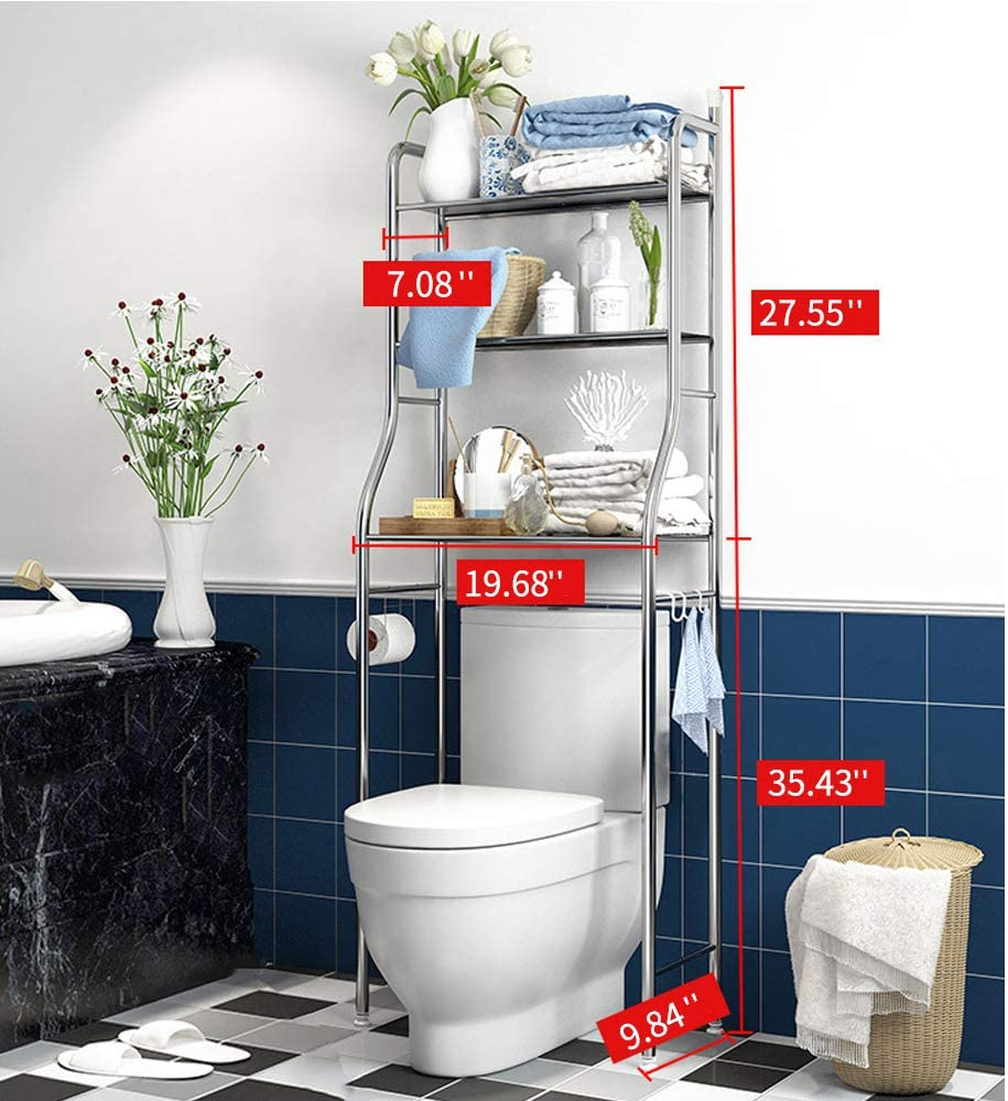 3 Tier Space-saving Over Toilet Storage Rack Organizer Shelves stainless  steel | Lazada PH