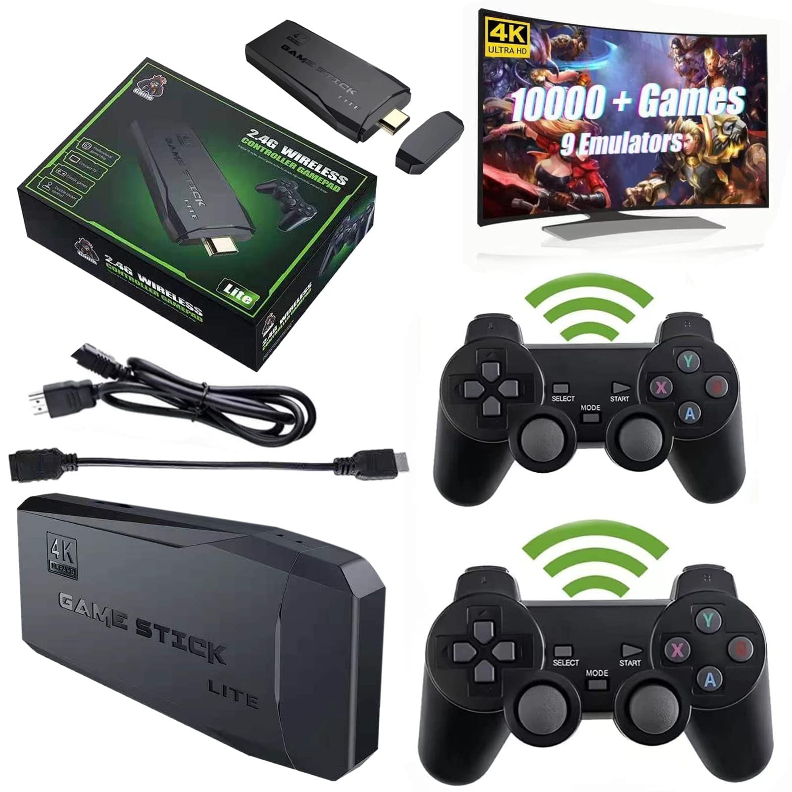 2023 GameStick Lite Retro Video Games Console, N-Game Stick, Nostalgia Stick  Game Wireless Retro Gaming Console Built-in 20000+ Classic Games 4K HD HDMI  9 Emulators Plug & Play Video Game (128G) :